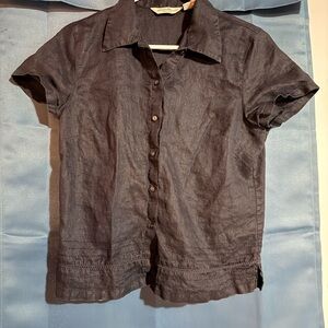 Eddie Bauer Dark Gray Button-Up Blouse